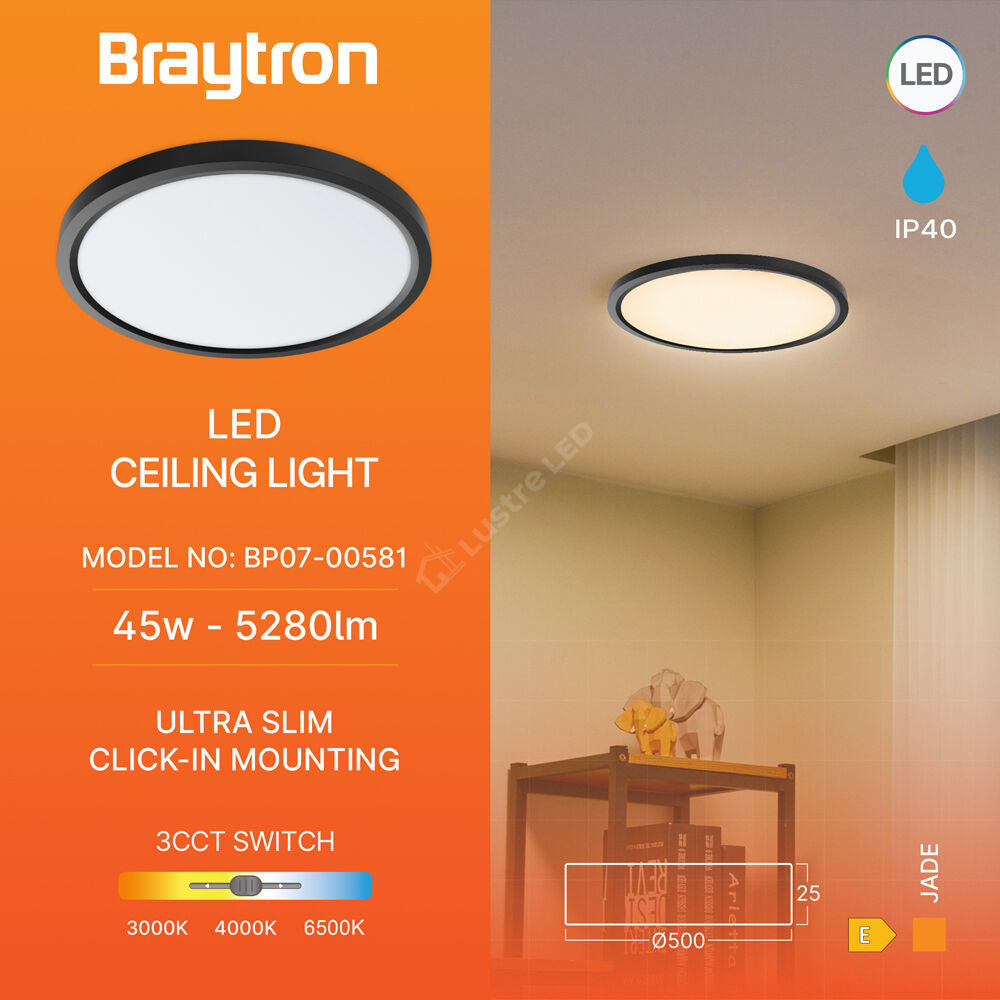 Plafoniera LED Baie JADE Black IP40 45W 50cm 5240 lm 3 Lumini din buton