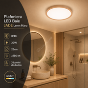 Plafoniera LED Baie JADE Lemn Maro IP40 20W 23cm 1980 lm 3 Lumini din buton
