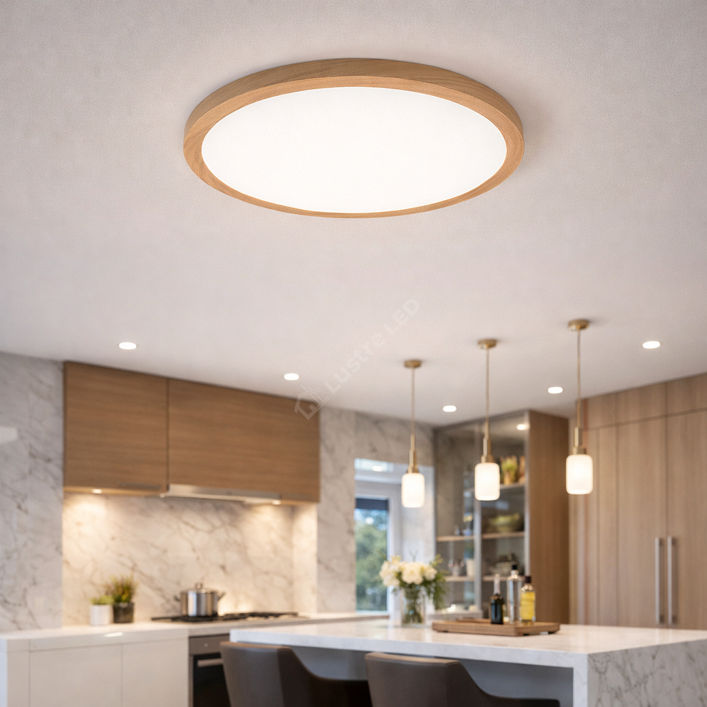 Plafoniera LED Baie JADE Lemn Maro IP40 45W 50cm 5240 lm 3 Lumini din buton
