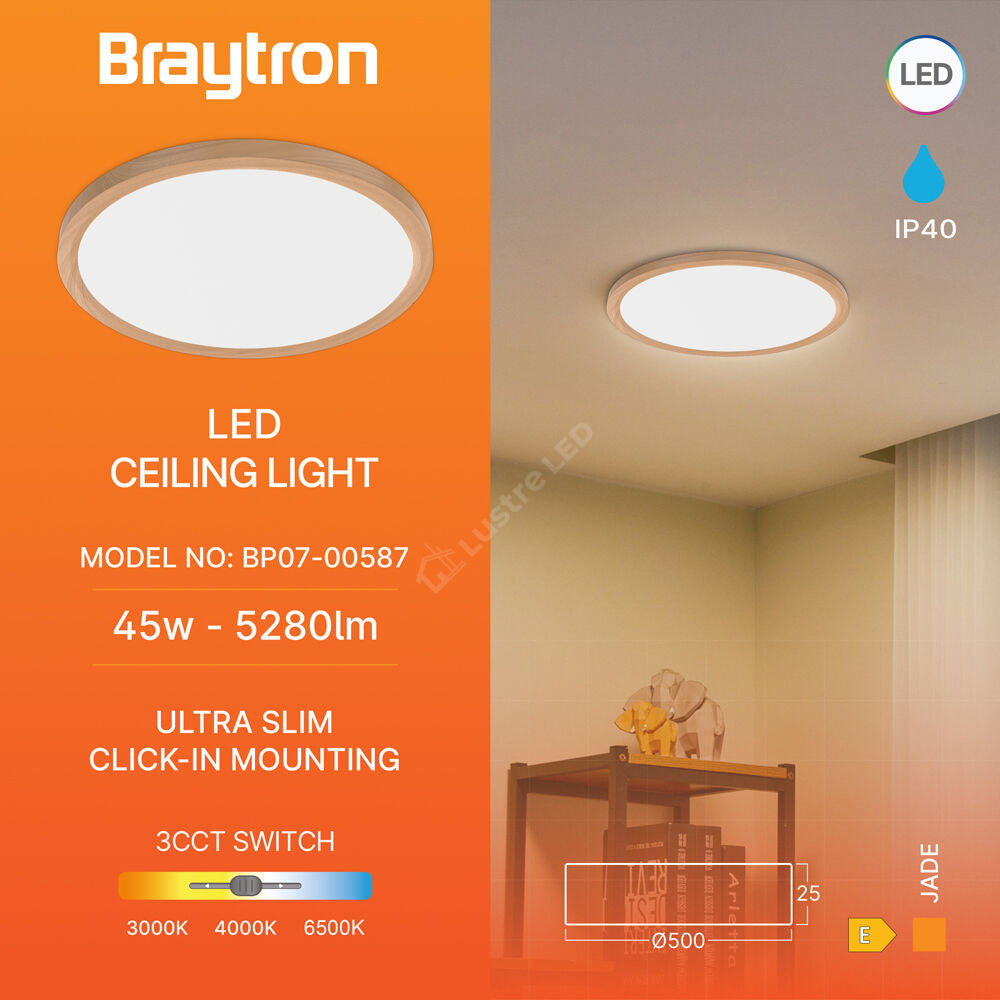 Plafoniera LED Baie JADE Lemn Maro IP40 45W 50cm 5240 lm 3 Lumini din buton