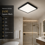 Plafoniera LED Baie JADE Square Black IP40 26W 30cm 2640 lm 3 Lumini din buton
