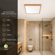Plafoniera LED Baie JADE Square Lemn Maro IP40 20W 23cm 1980 lm 3 Lumini din buton