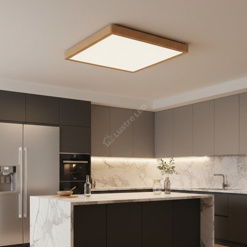 Plafoniera LED Baie JADE Square Lemn Maro IP40 20W 23cm 1980 lm 3 Lumini din buton