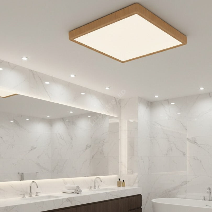 Plafoniera LED Baie JADE Square Lemn Maro IP40 36W 40cm 3960 lm 3 Lumini din buton