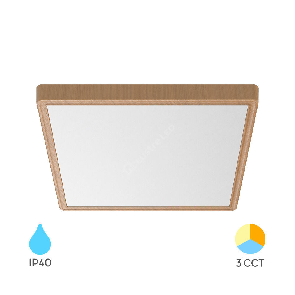 Plafoniera LED Baie JADE Square Lemn Maro IP40 36W 40cm 3960 lm 3 Lumini din buton