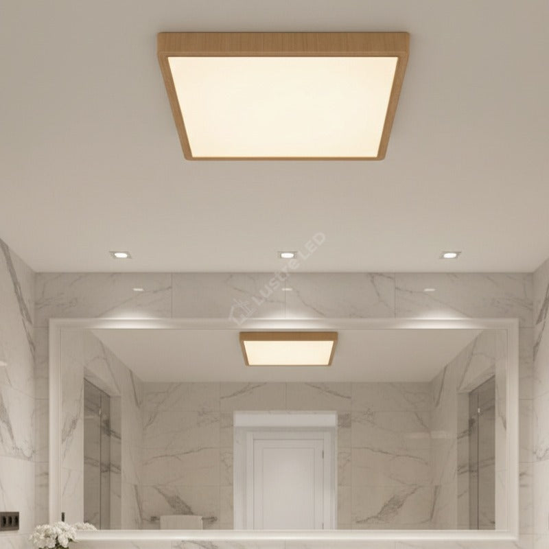 Plafoniera LED Baie JADE Square Lemn Maro IP40 36W 40cm 3960 lm 3 Lumini din buton