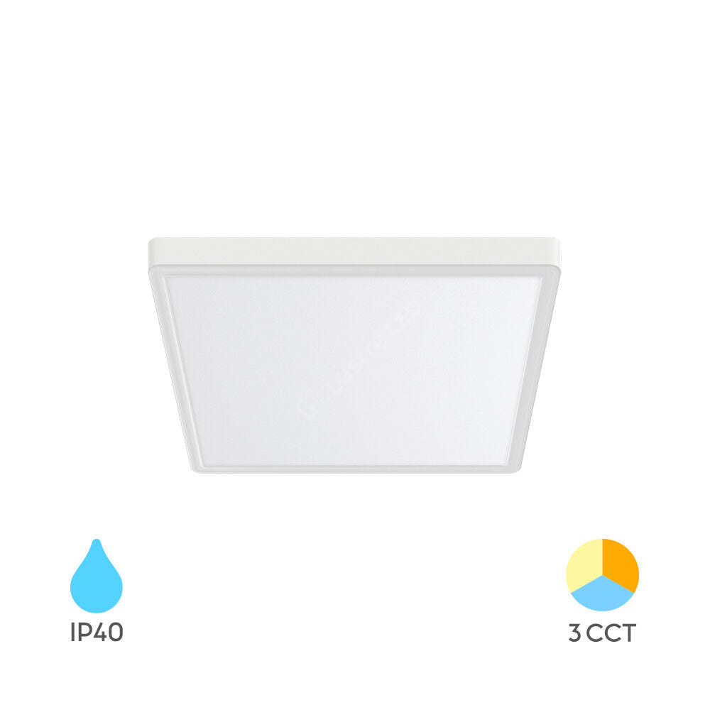Plafoniera LED Baie JADE Square White IP40 20W 23cm 1980 lm 3 Lumini din buton
