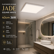 Plafoniera LED Baie JADE Square White IP40 36W 40cm 3960 lm 3 Lumini din buton