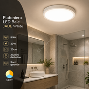 Plafoniera LED Baie JADE White IP40 20W 23cm 1980 lm 3 Lumini din buton