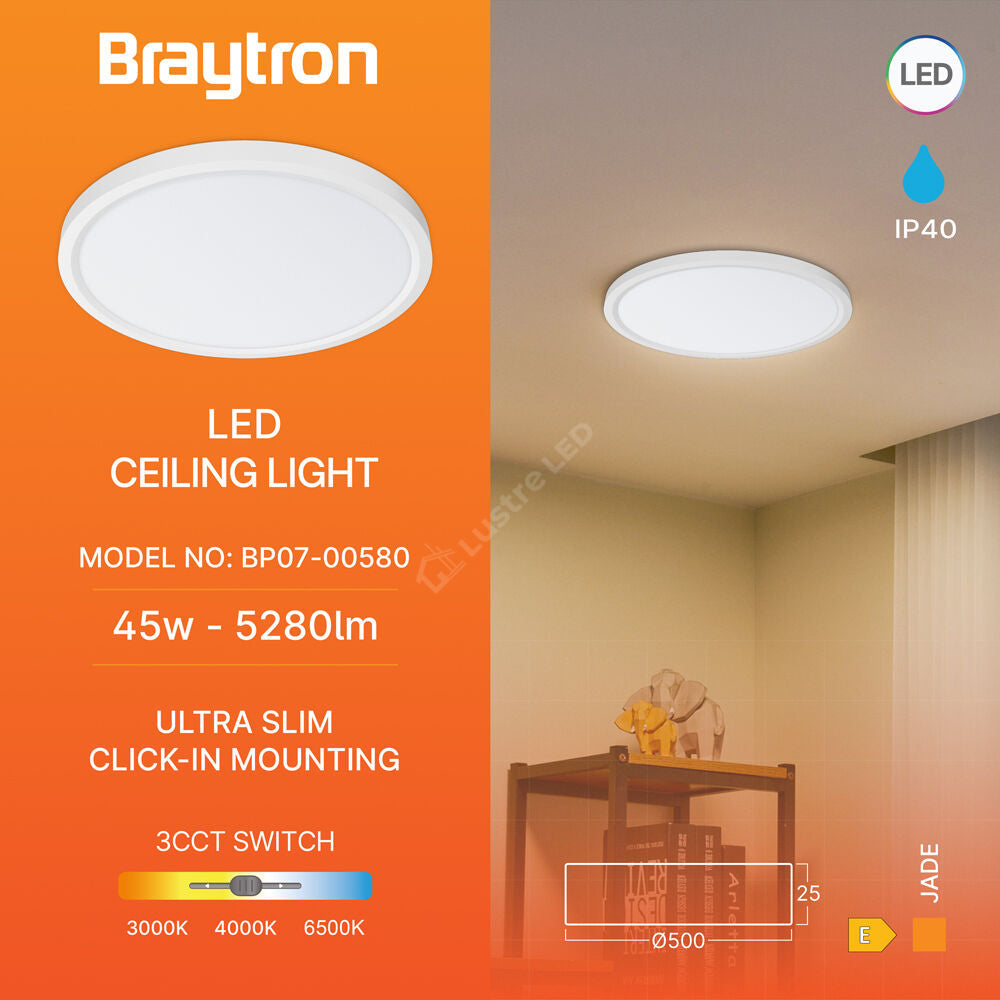 Plafoniera LED Baie JADE White IP40 45W 50cm 5240 lm 3 Lumini din buton