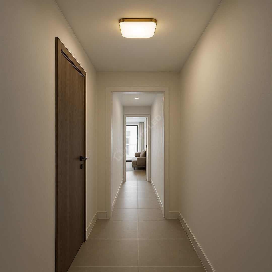 Plafonieră LED cu Senzor Nemo Patrata Gold 33x33CM Echivalent 150W IP44