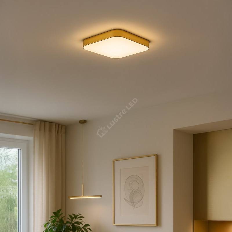 Plafonieră LED cu Senzor Nemo Patrata Gold 33x33CM Echivalent 150W IP44