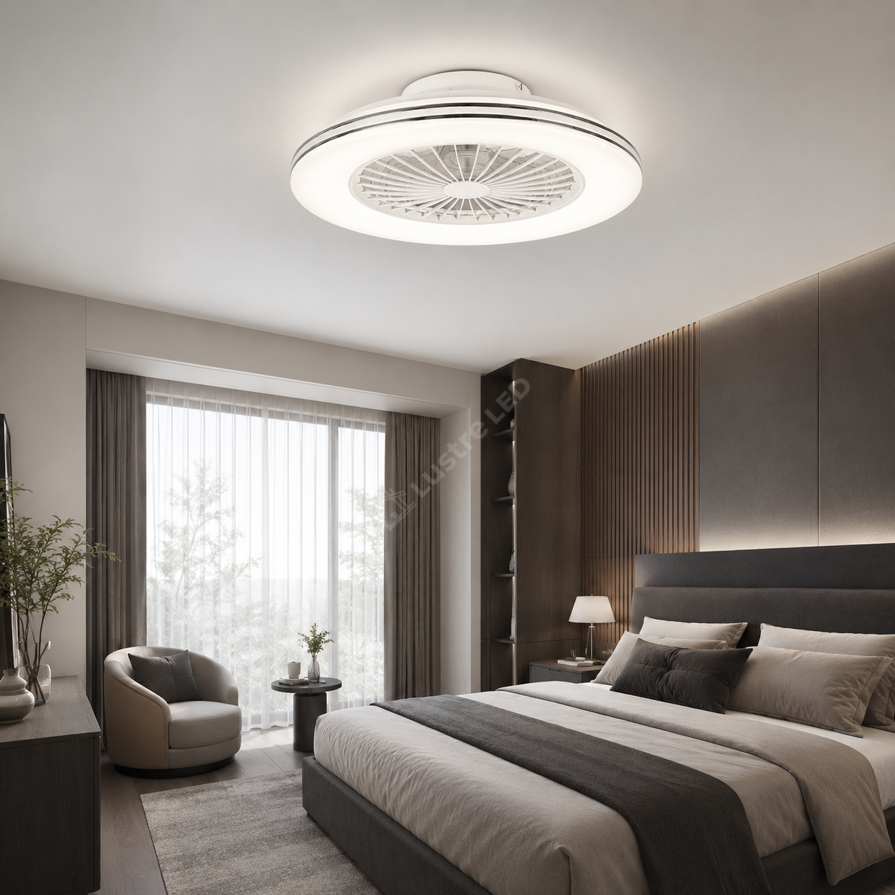 Plafoniera LED cu Ventilator BREEZY White 48W 49CM Echivalent 195W Telecomanda