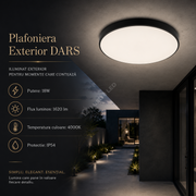 Plafoniera LED Exterior DARS Black 18W 4000K 25CM Echivalent 100W