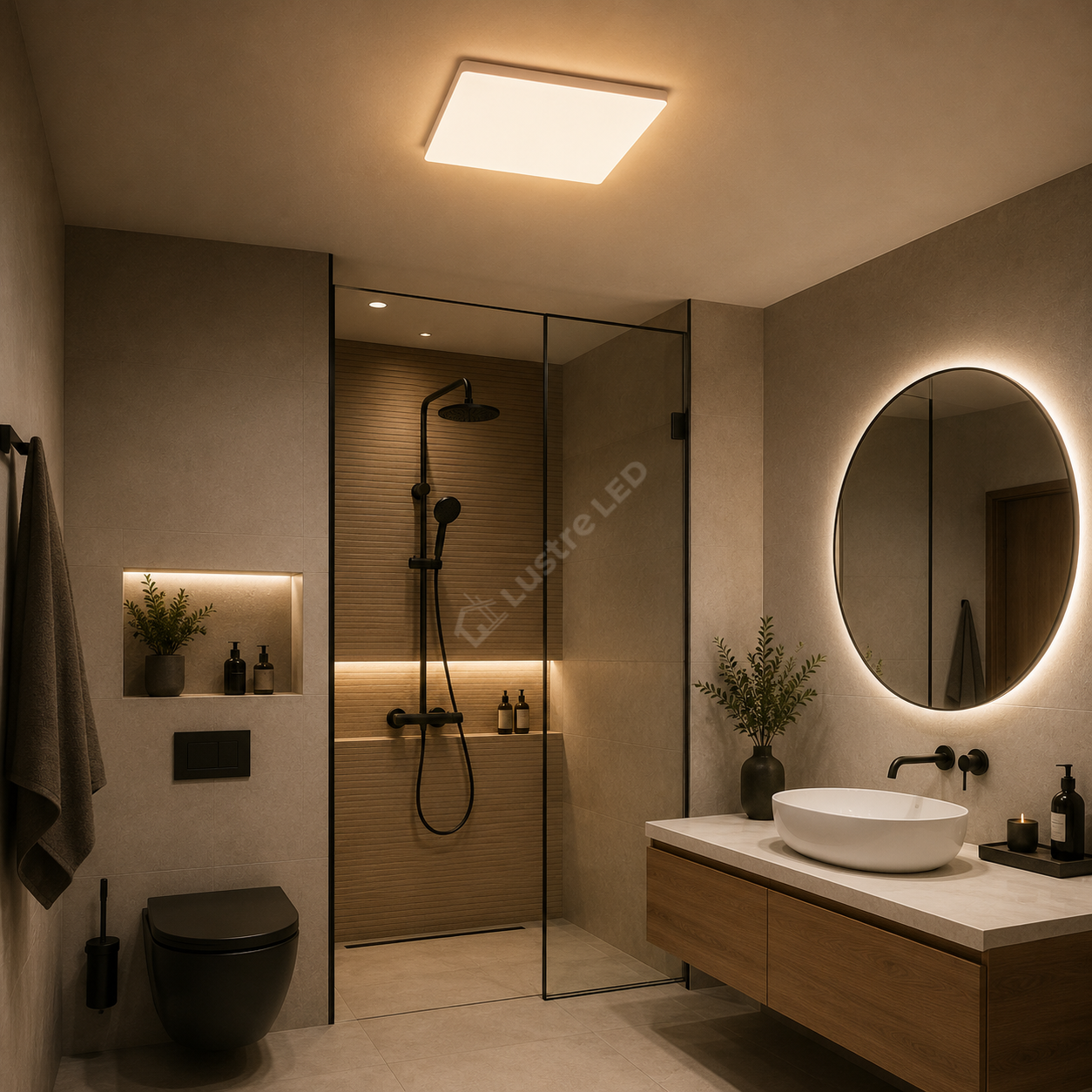 Plafoniera LED Frameless Patrat 20W, 1980lm, 3000K IP44 26cm