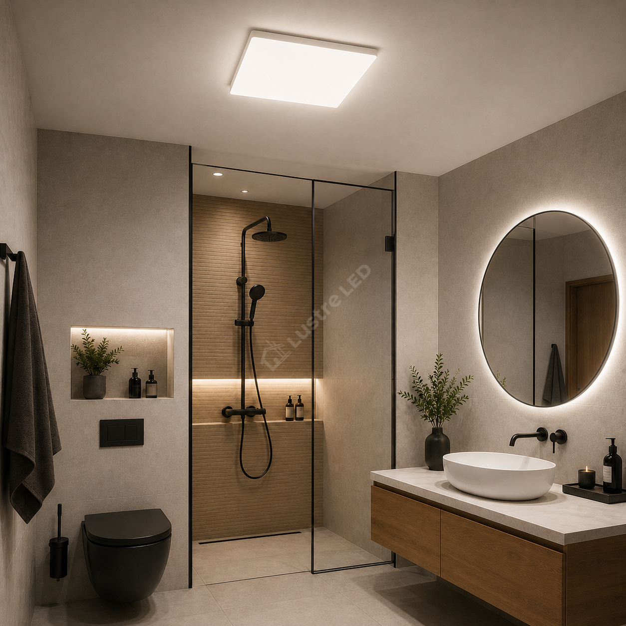 Plafoniera LED Frameless Patrat 20W, 1980lm, 4000K IP44 26cm
