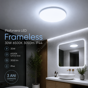 Plafoniera LED Frameless Rotund 30W, 3050lm, 6500K IP44 33cm