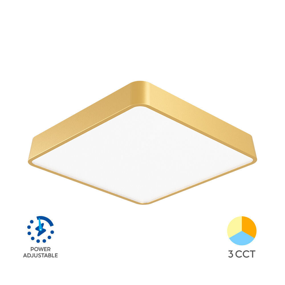 Plafoniera LED Gold 36W BLADE Patrata Echivalent 400W Dimabila 3 Lumini din Buton