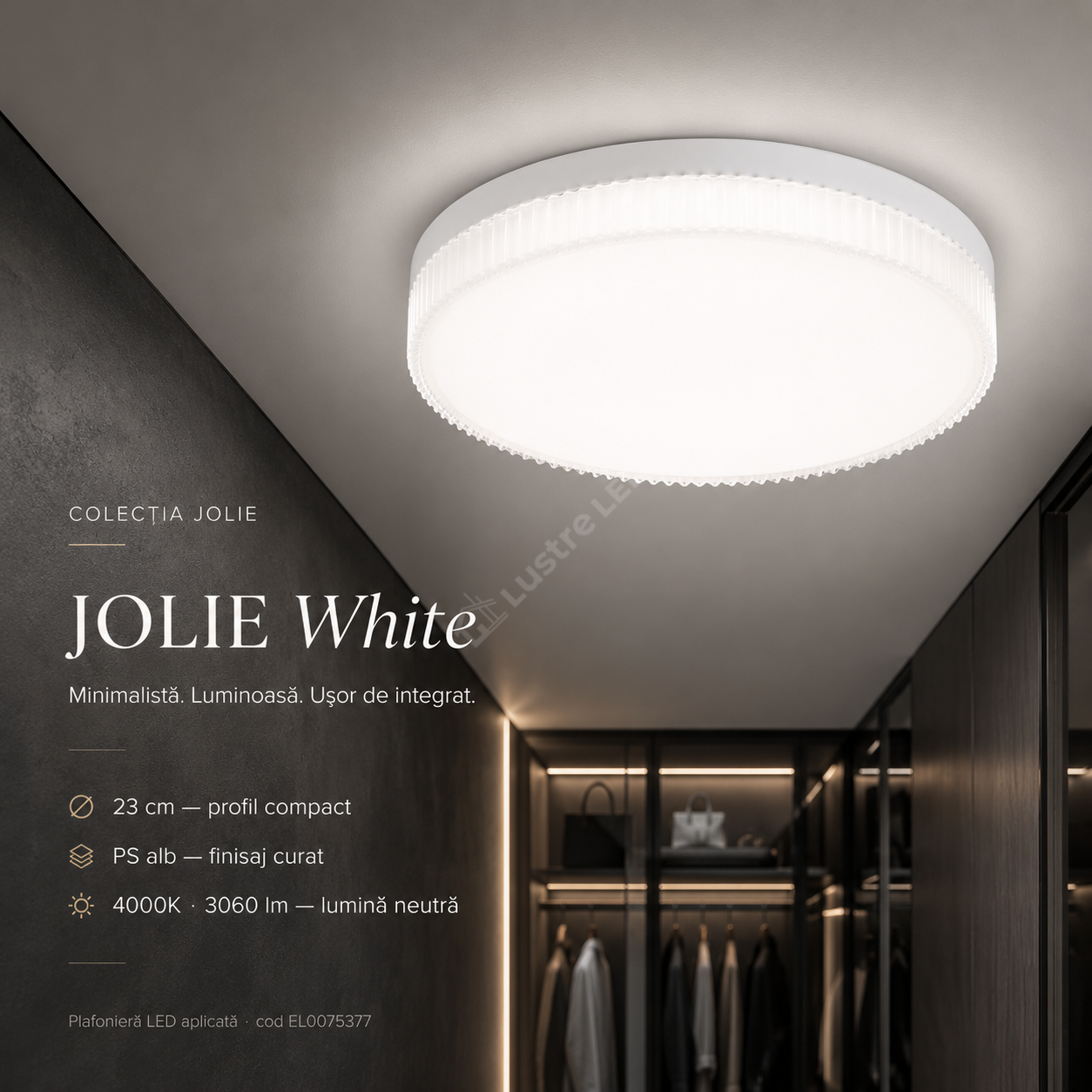 Plafoniera LED JOLIE Lumina Neutra 36W 23CM Echivalent 190W