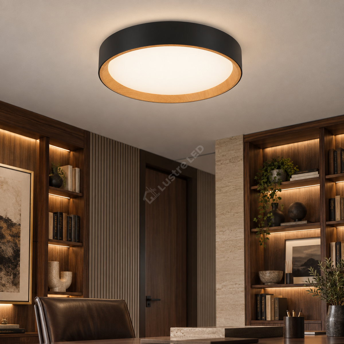 Plafoniera LED Light Wood Rotunda Ø40CM Echivalent 400W Telecomanda
