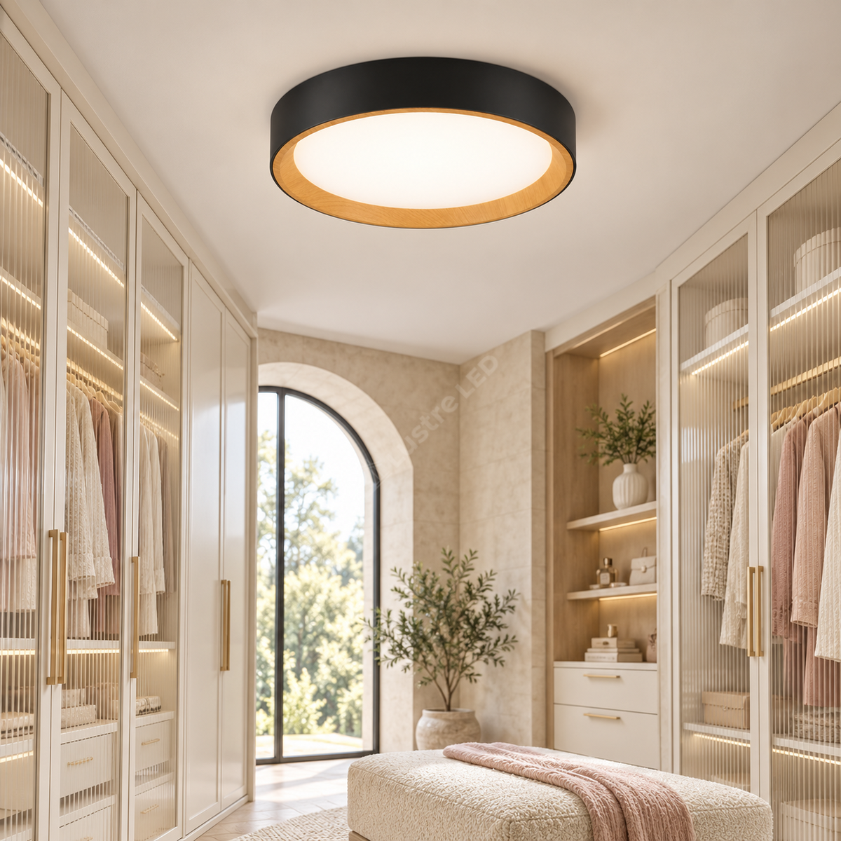 Plafoniera LED Light Wood Rotunda Ø40CM Echivalent 400W Telecomanda