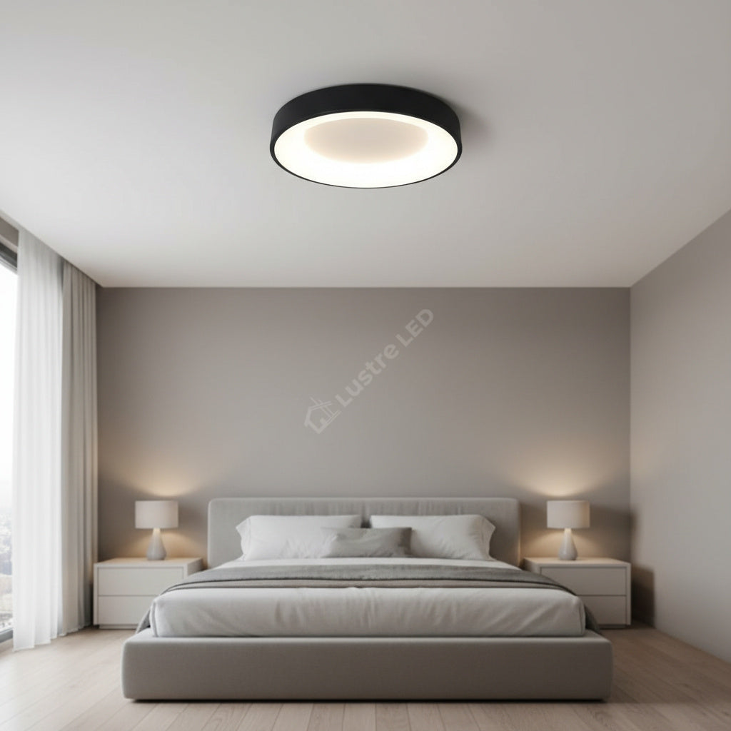 Plafoniera LED LIND Neagra Rotunda 48CM Lumina Rece Echivalent 300W