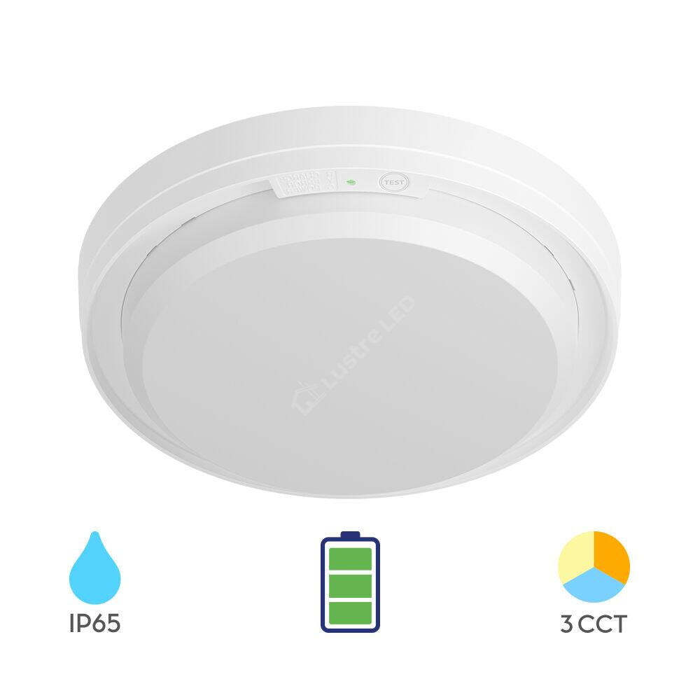 Plafoniera LED MOON White 18W 2020lm 22cm CCT IP65 Kit Emergenta