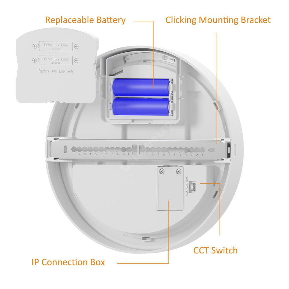Plafoniera LED MOON White 18W 2020lm 22cm CCT IP65 Kit Emergenta