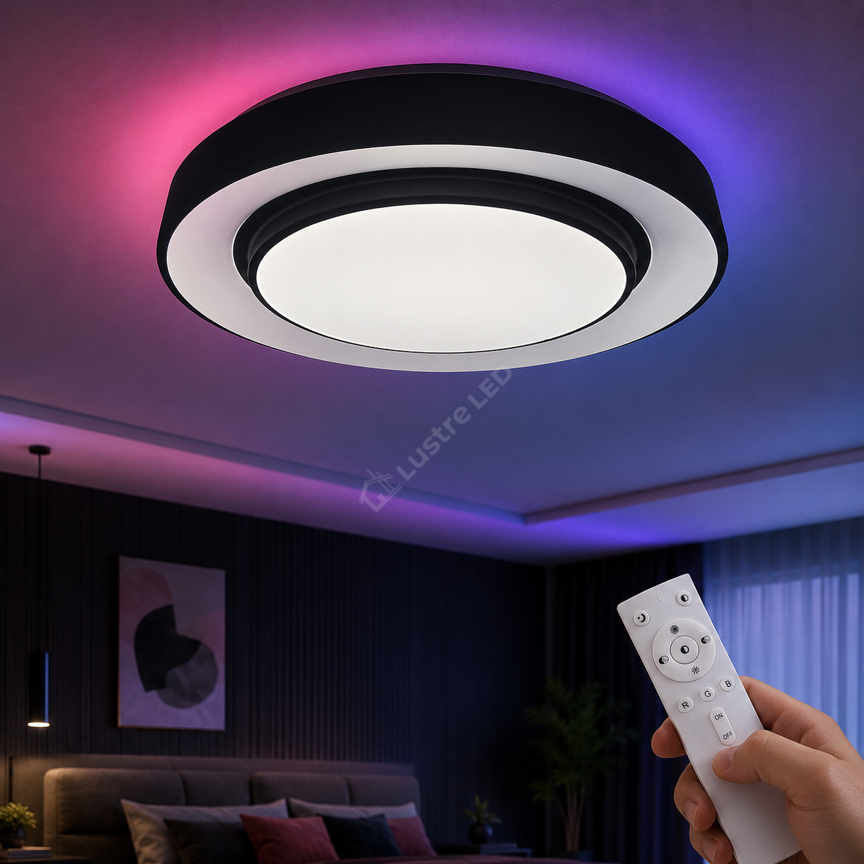 Plafoniera LED NAOMI Smart RGB Dimabila Black Ø38CM
