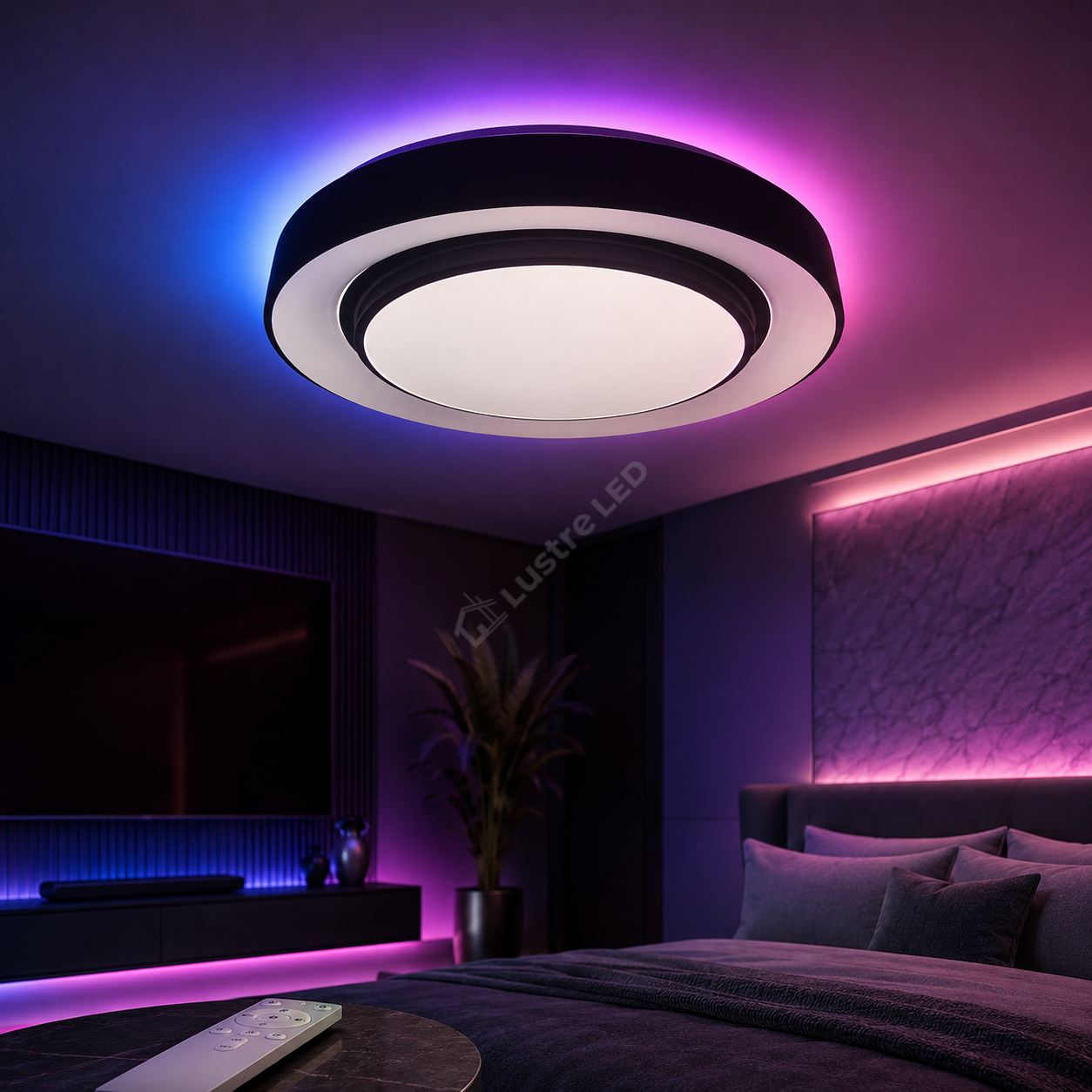 Plafoniera LED NAOMI Smart RGB Dimabila Black Ø38CM