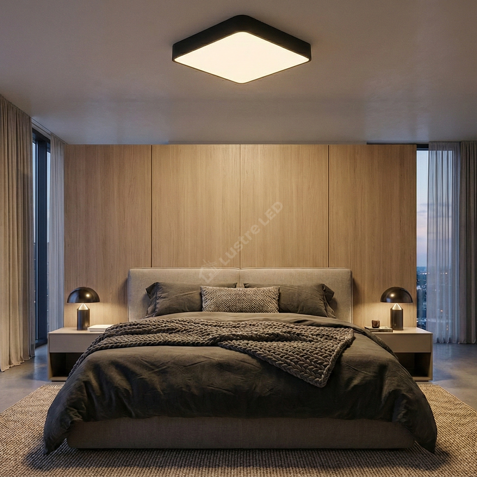 Plafoniera LED Neagra 36W BLADE Patrata Echivalent 400W Dimabila 3 Lumini din Buton