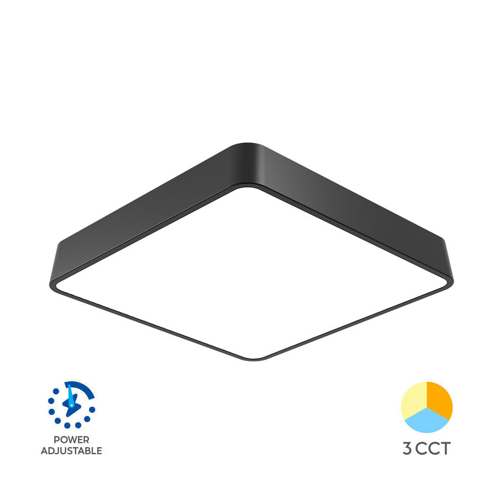 Plafoniera LED Neagra 36W BLADE Patrata Echivalent 400W Dimabila 3 Lumini din Buton