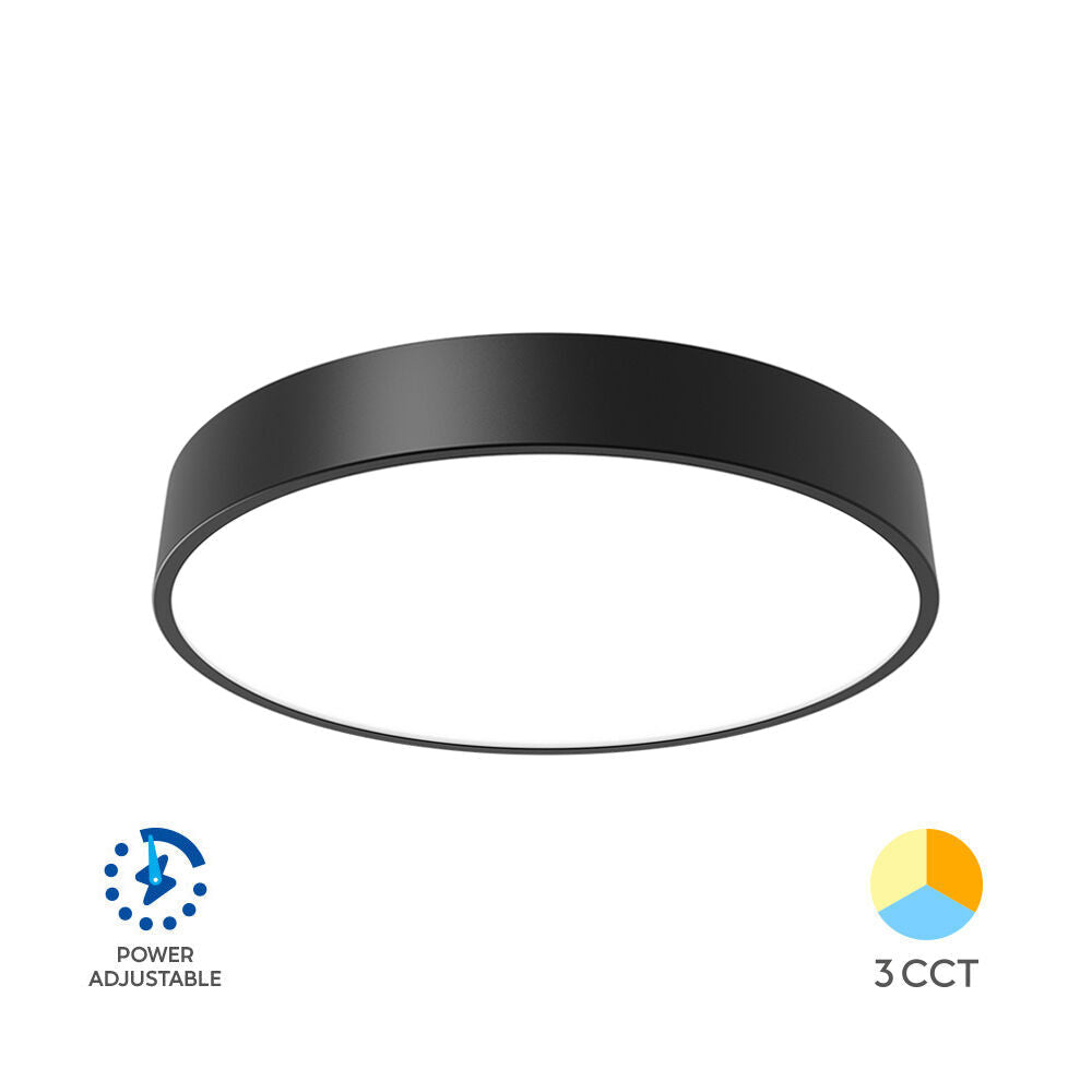 Plafoniera LED Neagra 36W BLADE Rotunda Echivalent 400W Dimabila 3 Lumini din Buton