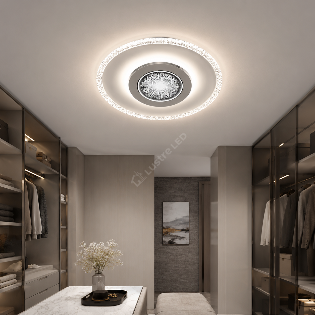 Plafoniera LED SERENA Chrome 30CM Echivalent 320W Telecomanda