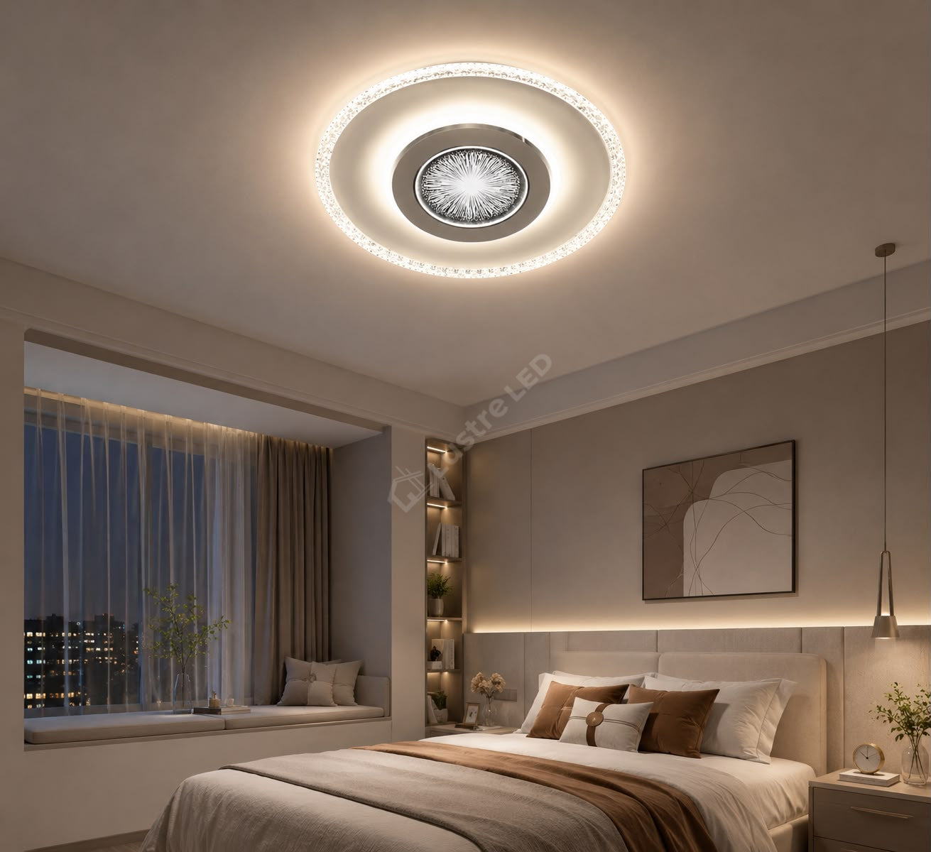 Plafoniera LED SERENA Chrome 30CM Echivalent 320W Telecomanda