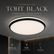 Plafoniera LED TOHT 3 Functii Black 70W 51CM Echivalent 330W