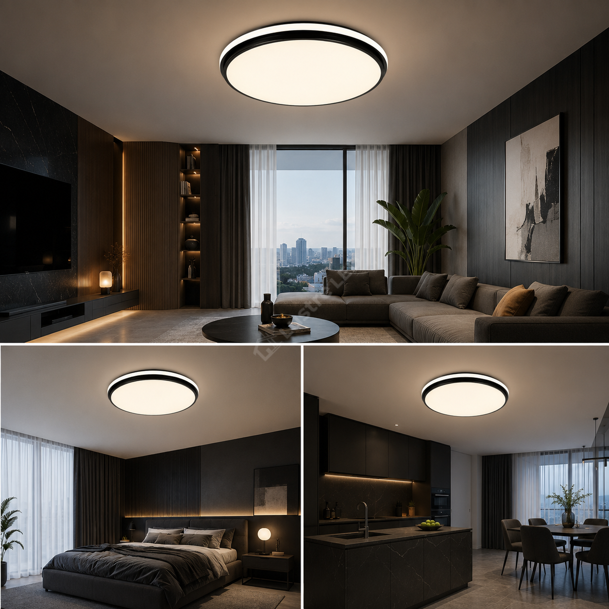 Plafoniera LED TOHT 3 Functii Black 70W 51CM Echivalent 330W