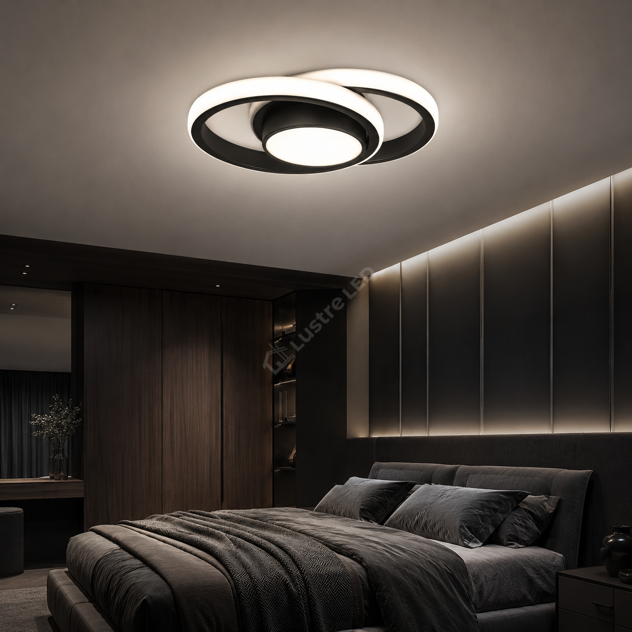 Plafoniera LED VISTA 3 Functii Black 38W 26CM Echivalent 165W