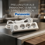 Prelungitor Alb Panasonic 1.5 Metri 3 Prize cu Buton