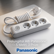 Prelungitor Alb Panasonic 5 Metri 3 Prize Cu Buton
