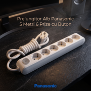 Prelungitor Alb Panasonic 5 Metri 6 Prize cu Buton