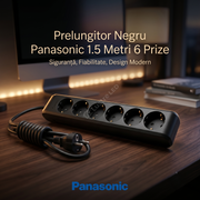 Prelungitor Negru Panasonic 1.5 Metri 6 Prize