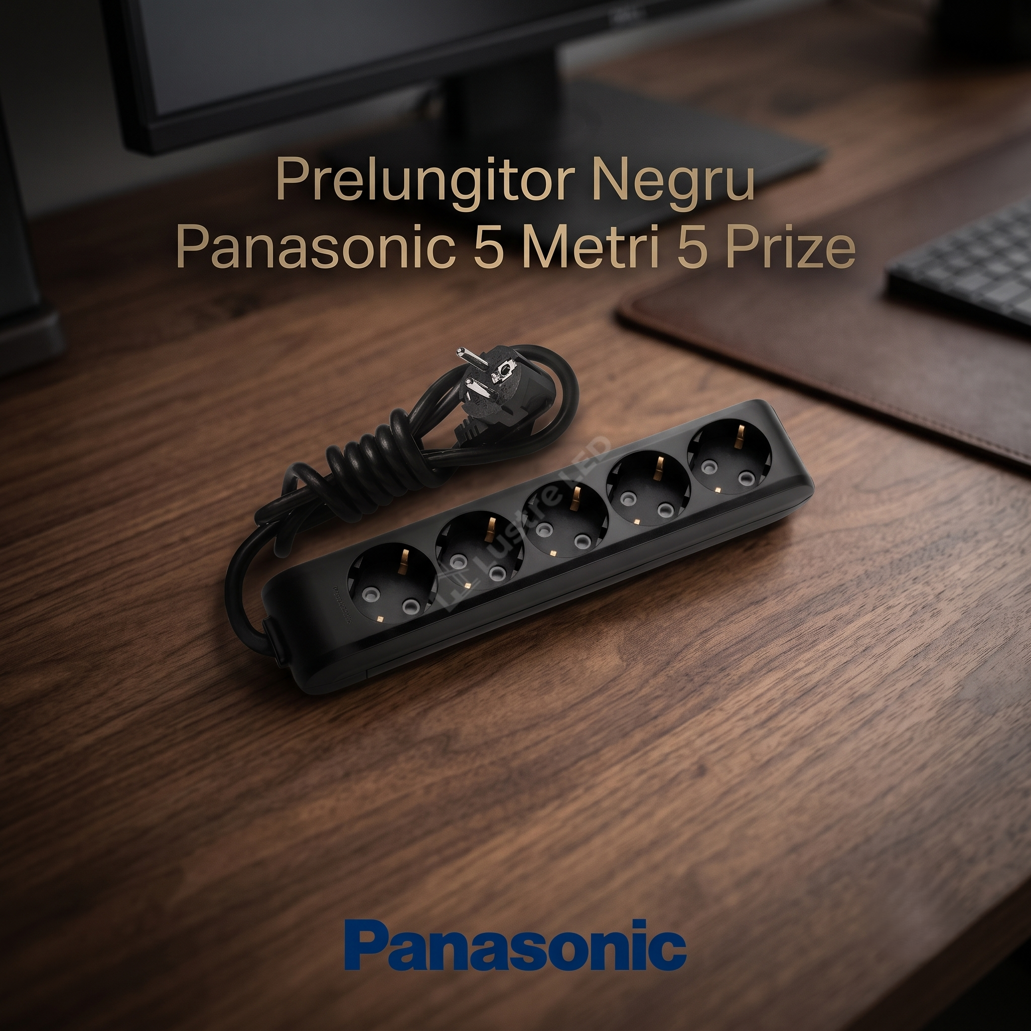 Prelungitor Negru Panasonic 5 Metri 5 Prize