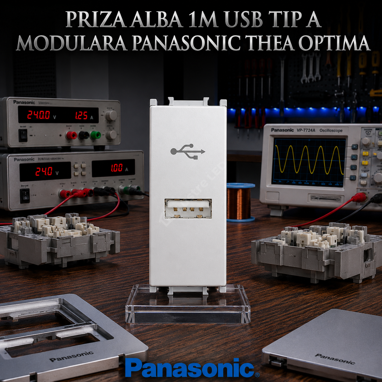 Priza Alba 1M USB TIP A Modulara Panasonic Thea Optima