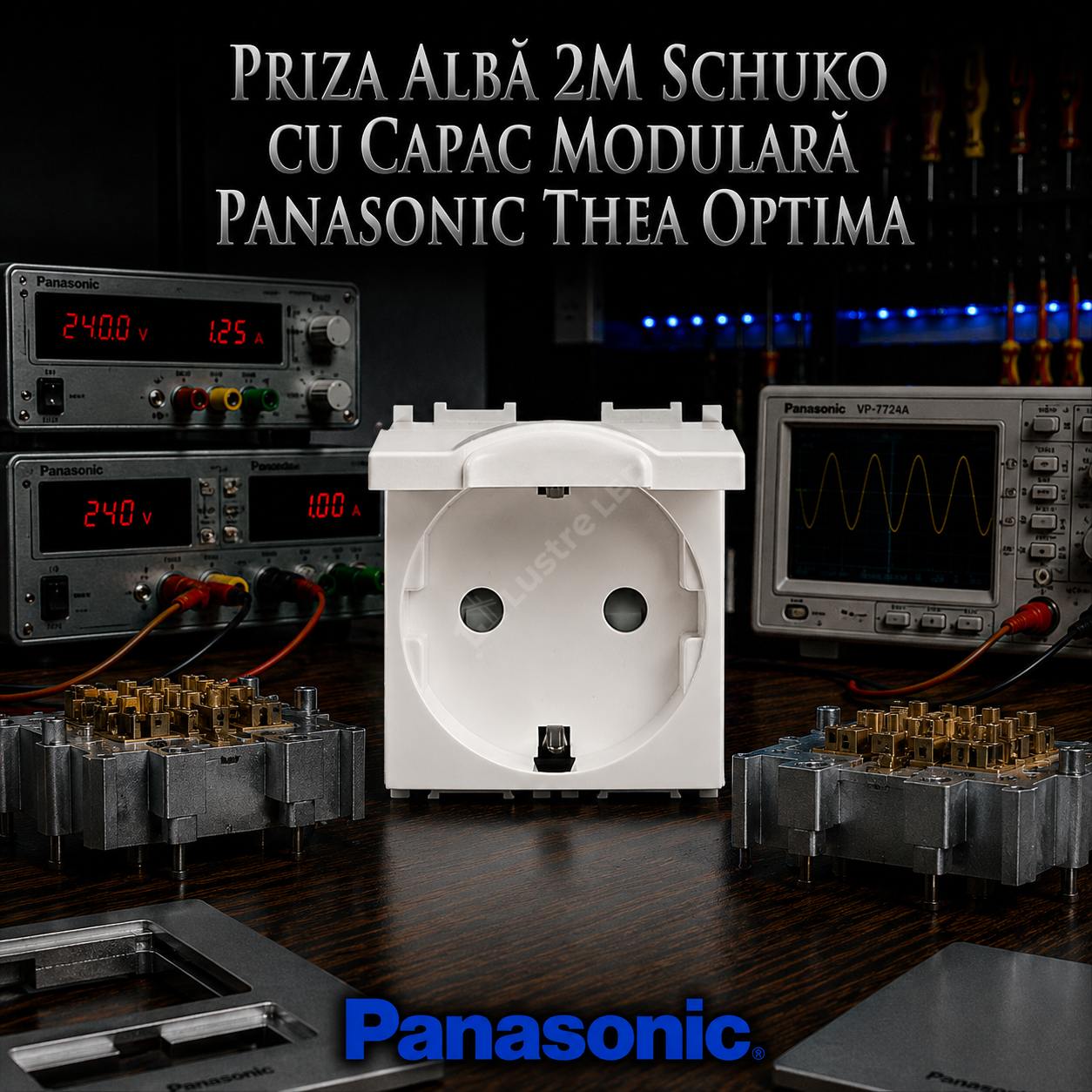 Priza Alba 2M SCHUKO cu Capac Modulara Panasonic Thea Optima