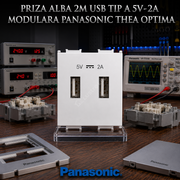 Priza Alba 2M USB TIP A 5V-2A Modulara Panasonic Thea Optima