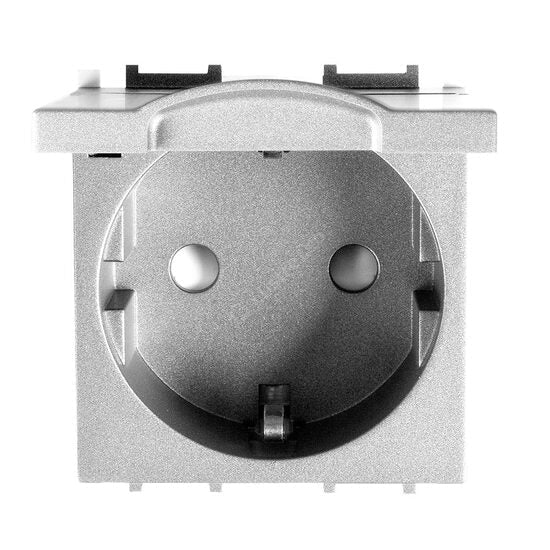 Priza Argintie 2M SCHUKO cu Capac Modulara Panasonic Thea Optima