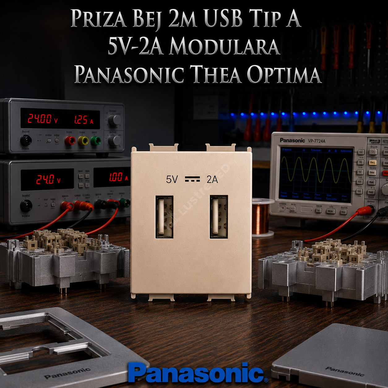 Priza Bej 2M USB TIP A 5V-2A Modulara Panasonic Thea Optima