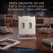Priza Argintie 2M USB TIP A 5V-2A Modulara Panasonic Thea Optima