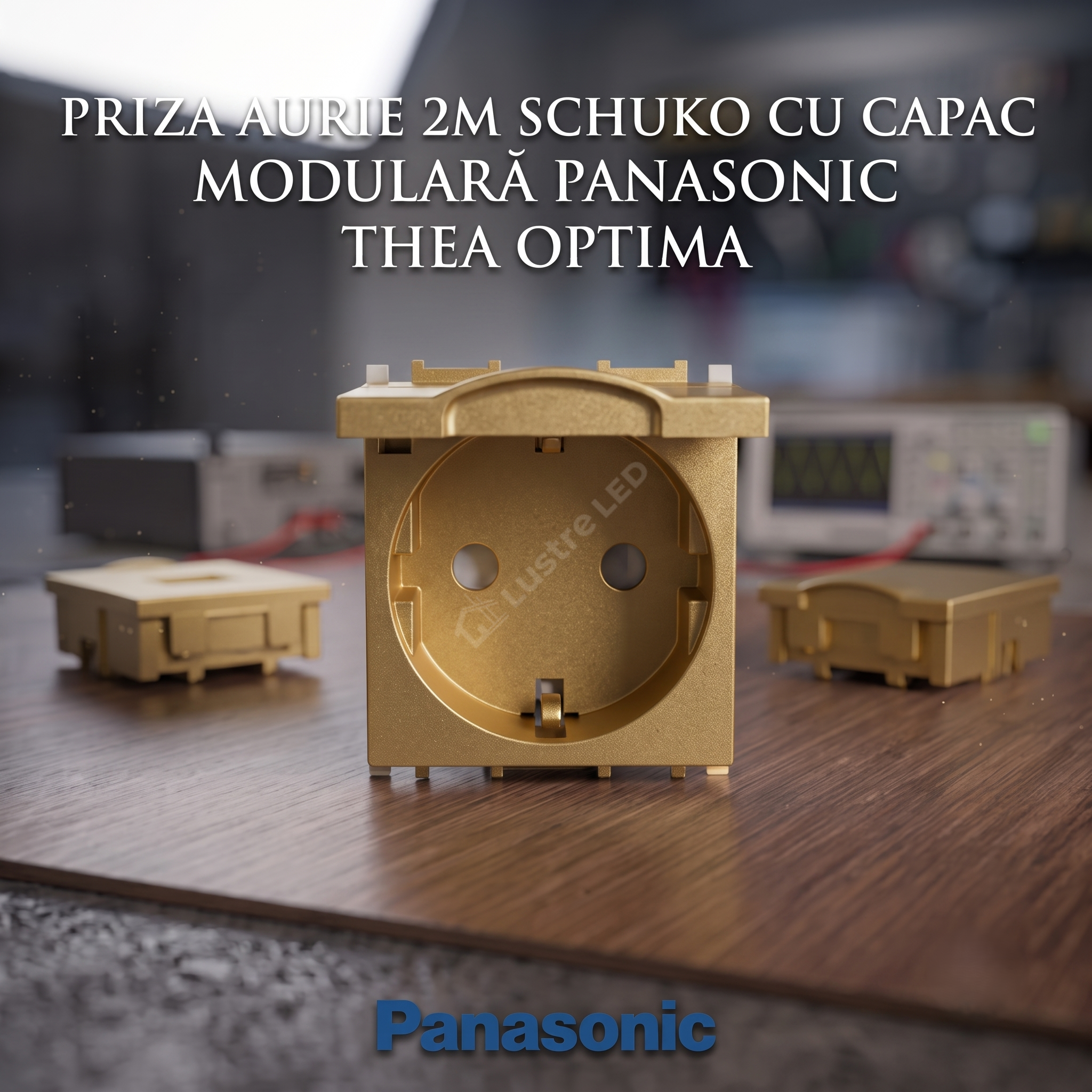 Priza Aurie 2M SCHUKO cu Capac Modulara Panasonic Thea Optima